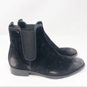 JO GHOST BLACK MADE IN ITALY DISTRESSED VELVET SLIP ON BOOTIES WOMENS SZ 7